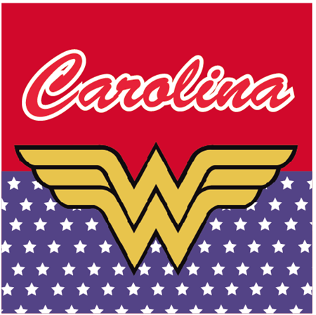 Stickers cuad. Mujer Maravilla escudo 16u Pers